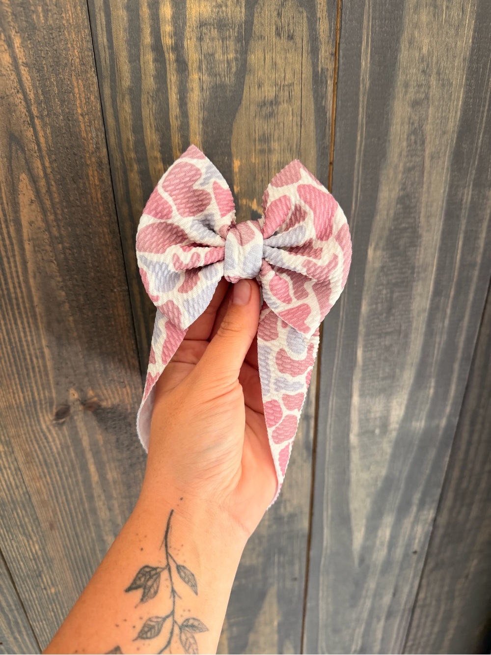 Kids Pink Duck Camo Bow Headband